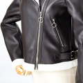 Leather and faux leather jacket